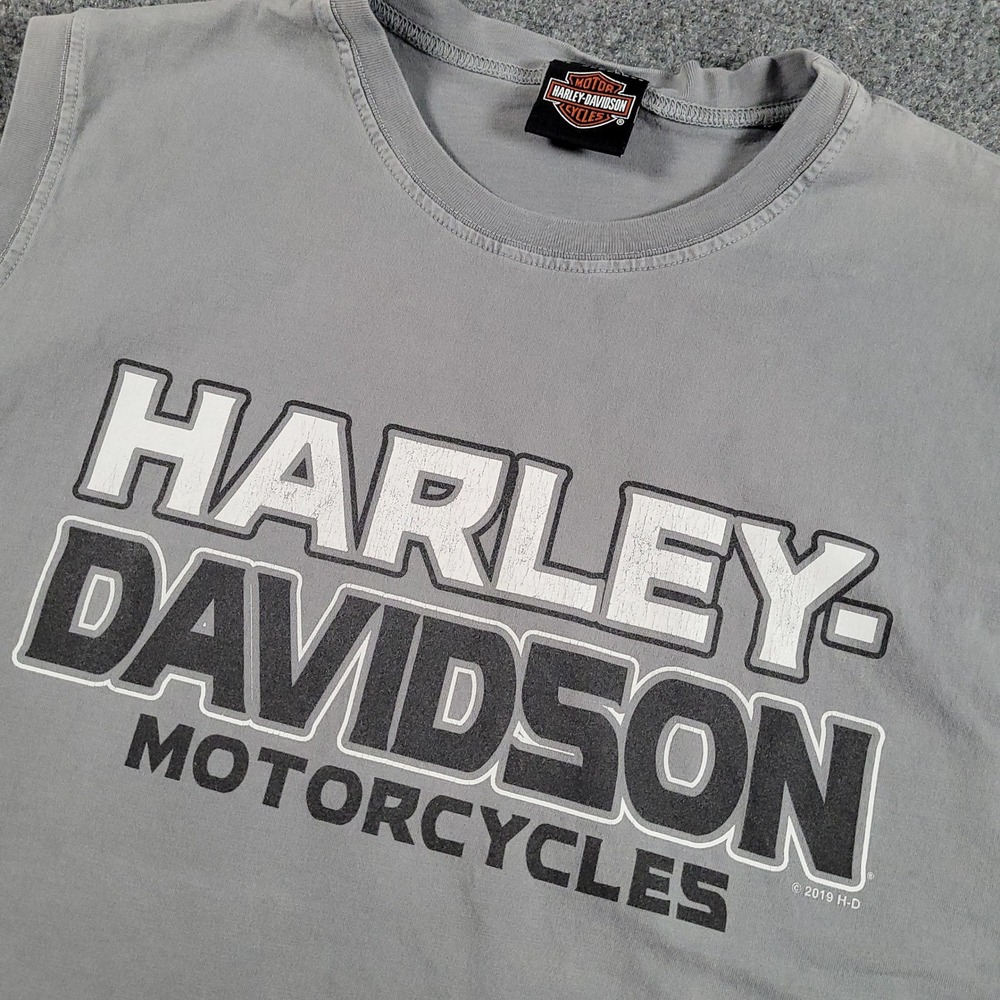 Harley-Davidson Muscle Tee Mens Size M Gray Belize Graphic Sleeveless Shirt
